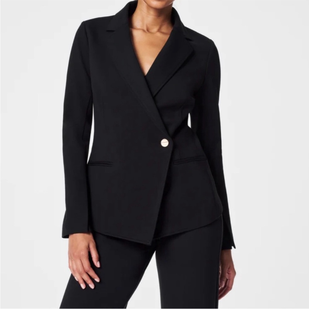 NEW! Spanx The Perfect Asymmetrical Blazer Classic Black Size XL